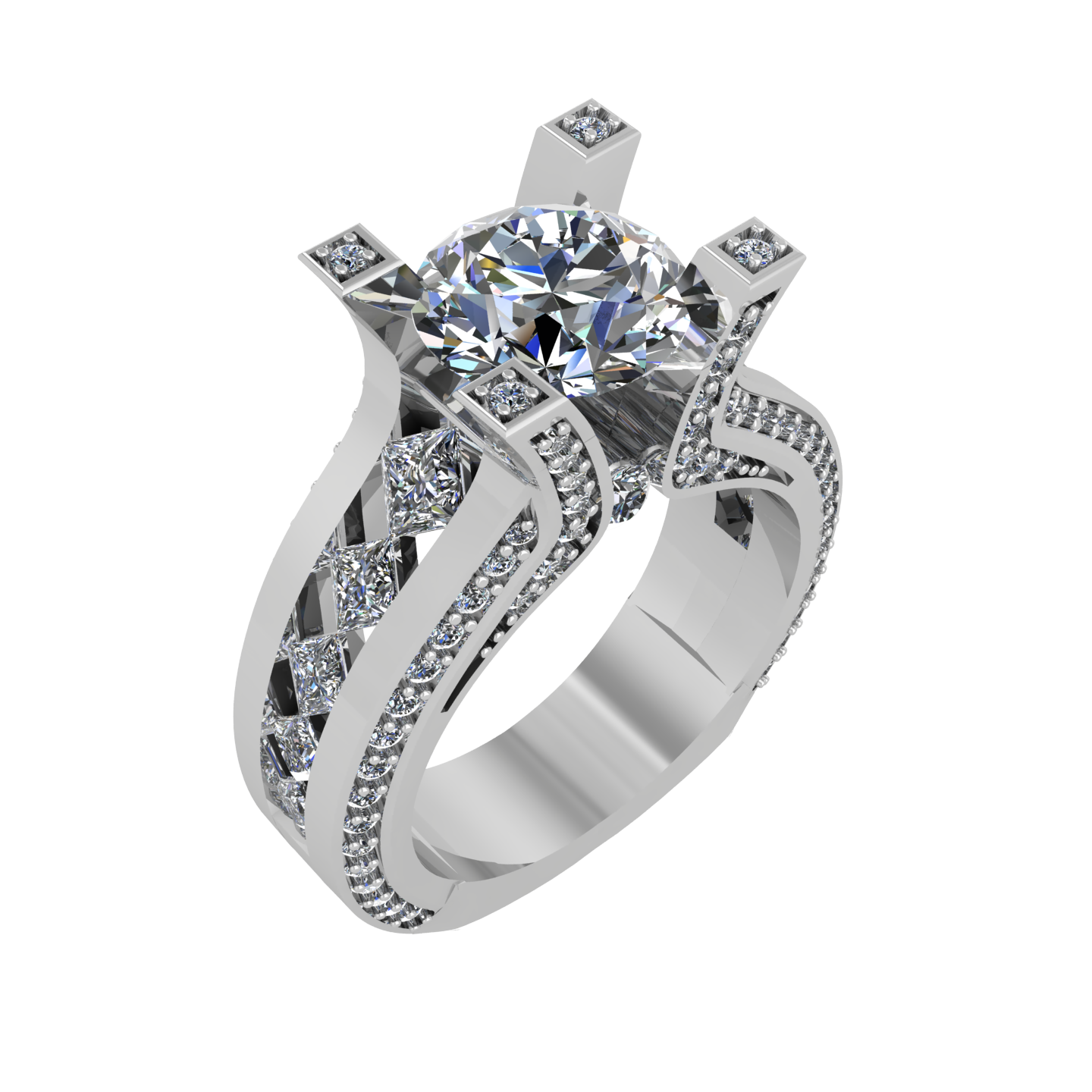 DESIGNER 8.50mm ROUND ENGAGEMENT RING